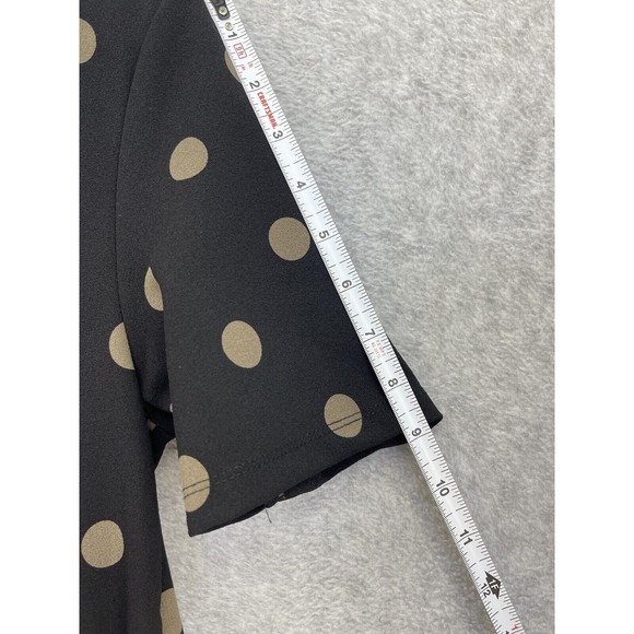 ZARA Women's Blouse Short Sleeve Polka Dot Peplum Black Brown Size Medium - Picture 4 of 8